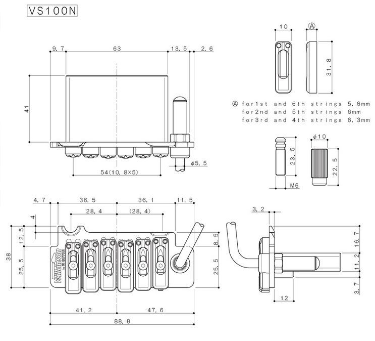 GOTOH WILKINSON VS-100N VS100N 2-Point non-locking Tremolo Bridge