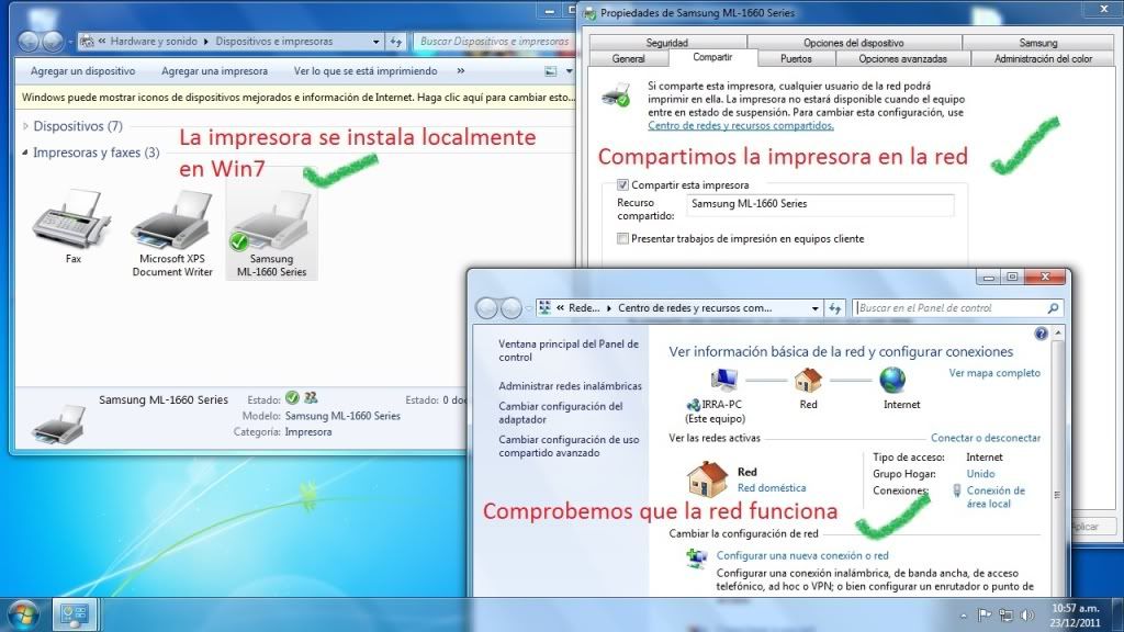 imprimir en red desde XP a impresora en Win7 imprimir en red desde XP a impresora en Win7