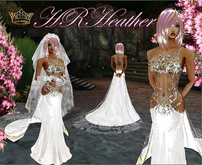 HRHeathers extravagant metallic white and sparkling, sequin covered metallic informal wedding dress  add one of my white trains to it, to form a stunning wedding gown. Very versatile dress that cant be classified as a one event dress in your life (youre going to love this piece). One of my Royal collection dresses, if youre an Empress or Royalty, youll want to collect them all.