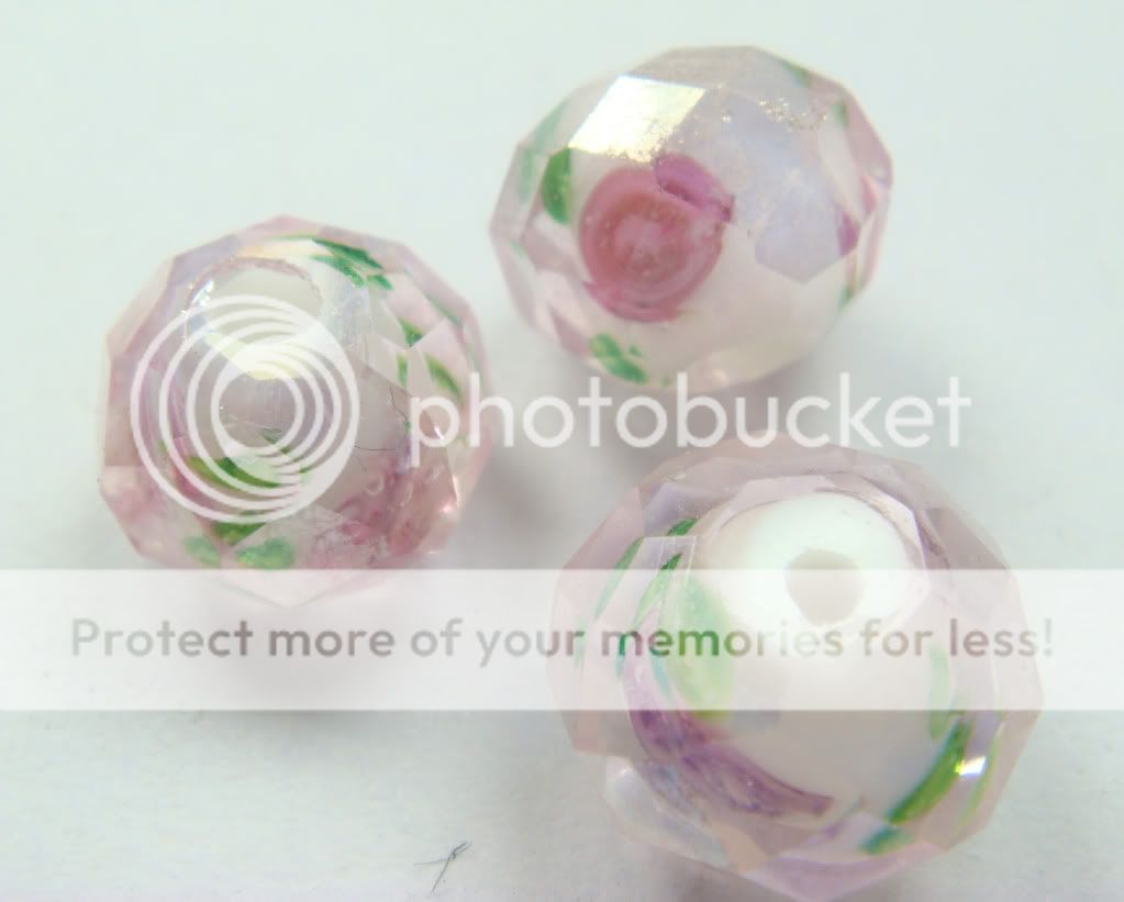  pink 5pcs Lampwork Crystals 10mm rondelles Beads  