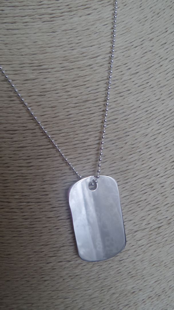 COLLANA UOMO PIASTRINA TARGA ACCIAIO INCISIONE GRUPPO SANGUIGNO ALLERGIE